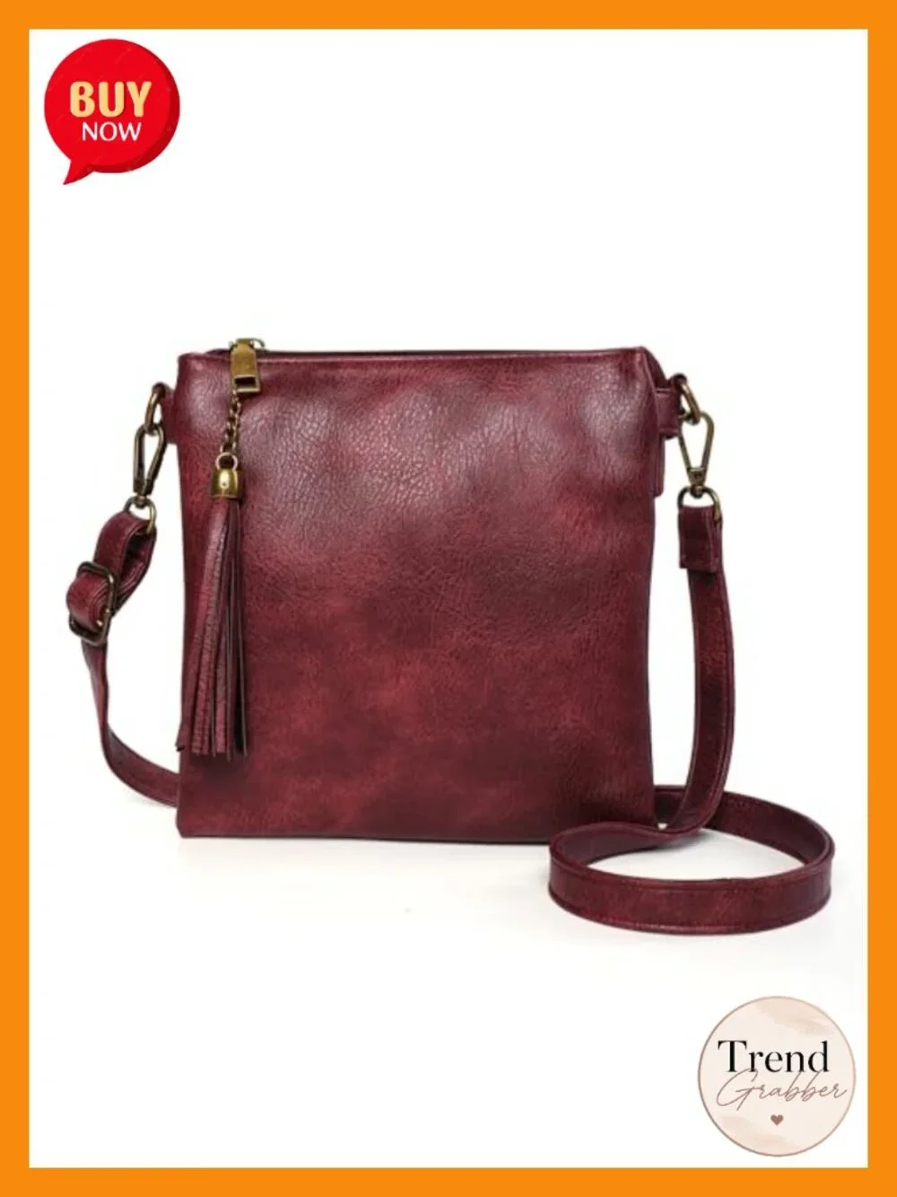 Vegan Leather Crossbody Purse Multi Pocket with Tassel